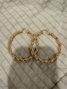 Gold-Tone Twisted Hoop Earrings - Women Jewelry